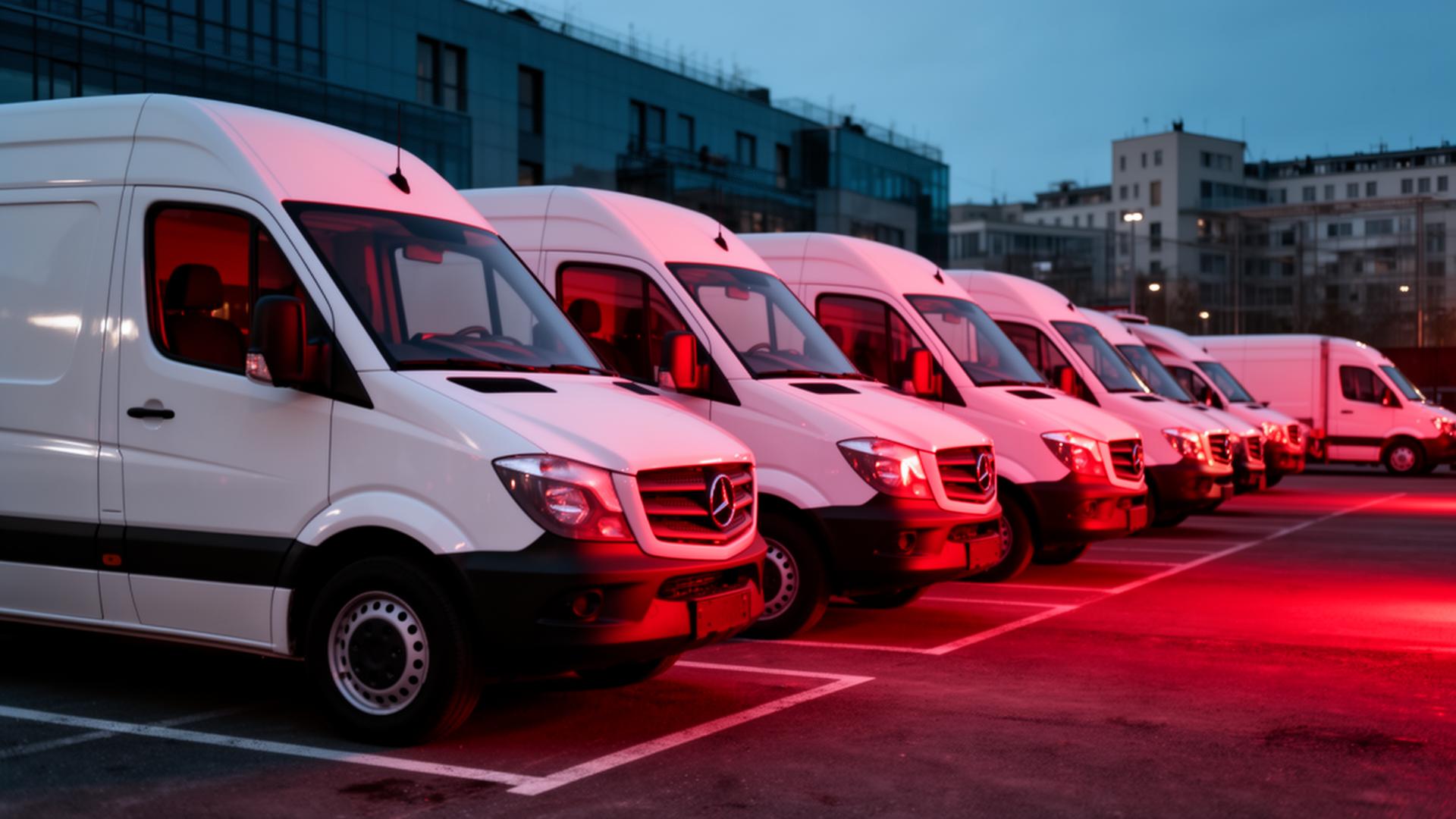 Fleet of clean commercial vans
